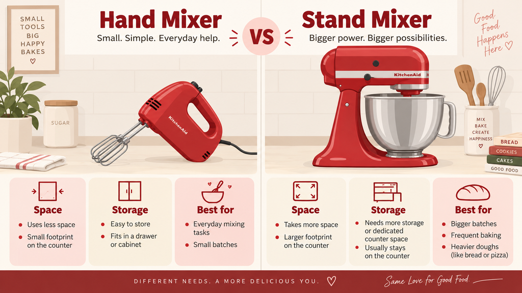 Comparison of a hand mixer and a stand mixer