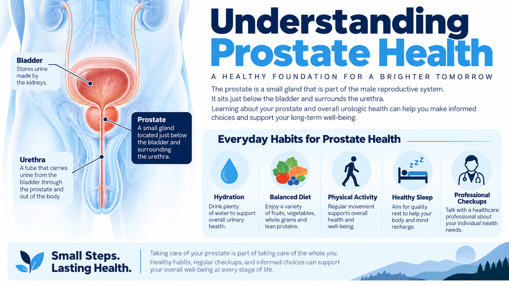 Prostate health and prostat nutrition lifestyle infographic for men
