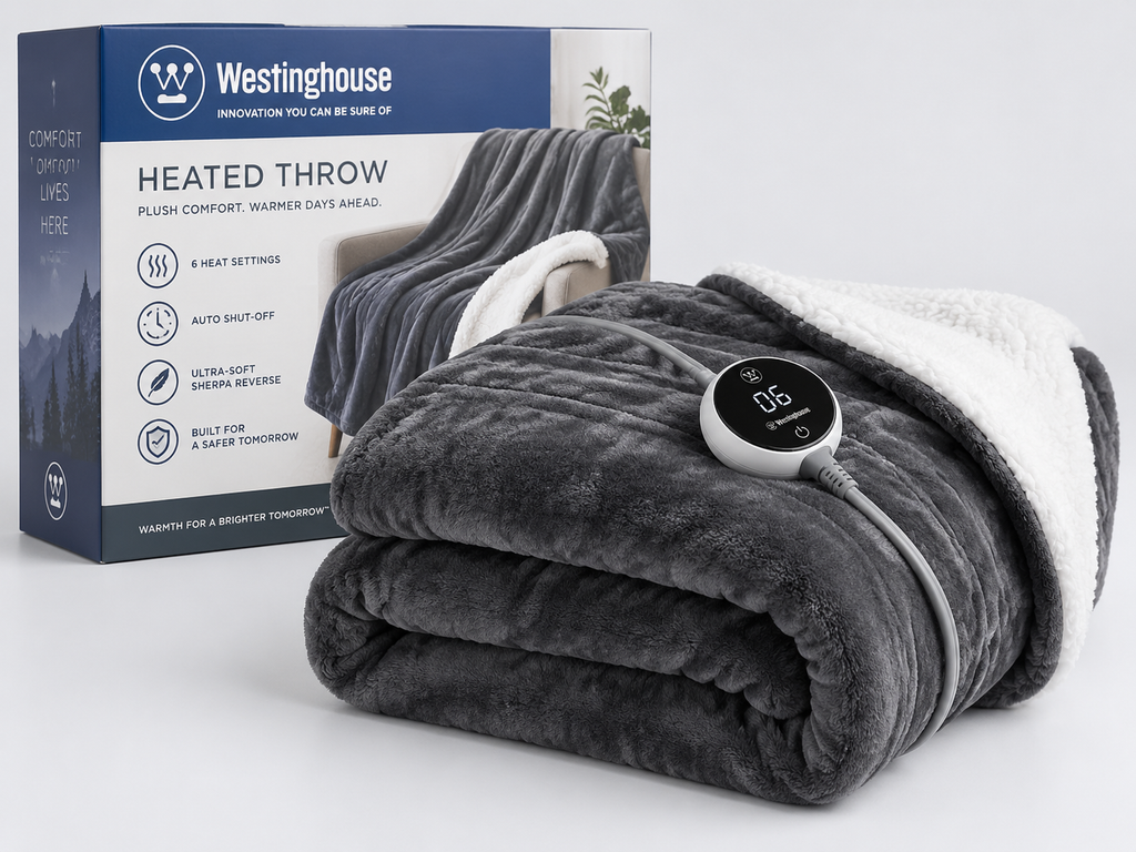 Westinghouse charcoal heated throw blanket with controller